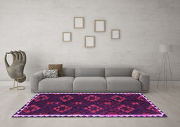 Machine Washable Southwestern Purple Country Area Rugs in a Living Room, wshtr2731pur