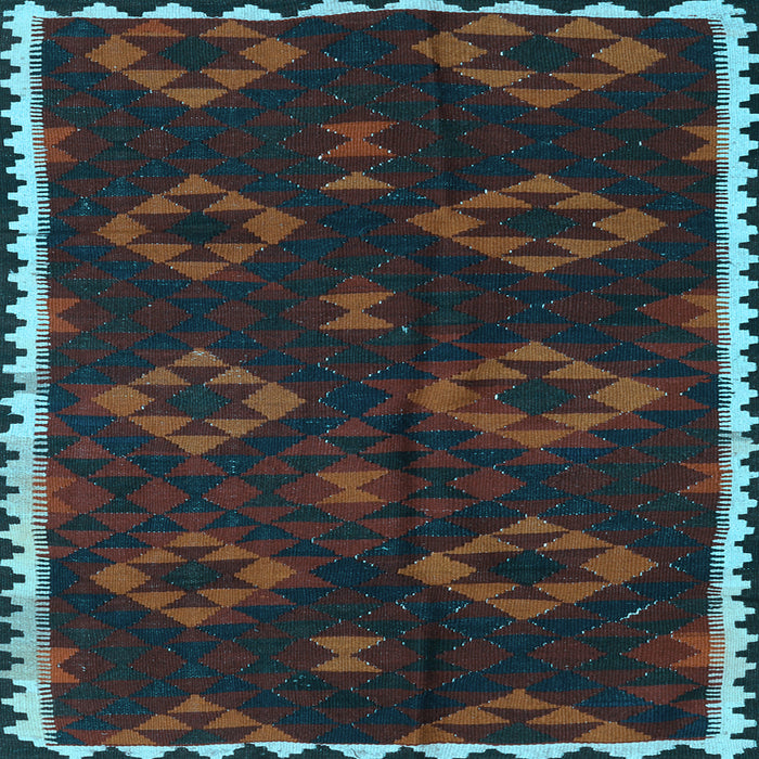 Square Machine Washable Southwestern Light Blue Country Rug, wshtr2731lblu