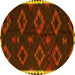 Round Southwestern Yellow Country Rug, tr2731yw