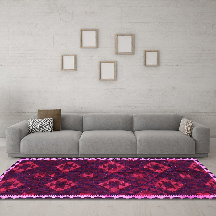 Machine Washable Southwestern Pink Country Rug in a Living Room, wshtr2731pnk