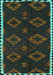 Machine Washable Southwestern Turquoise Country Area Rugs, wshtr2731turq