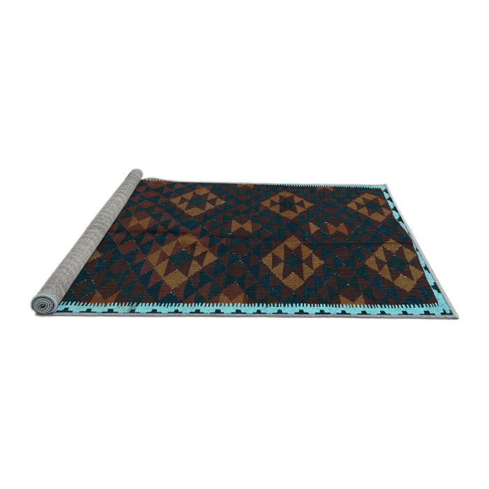 Sideview of Machine Washable Southwestern Light Blue Country Rug, wshtr2731lblu