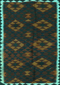 Southwestern Turquoise Country Rug, tr2731turq