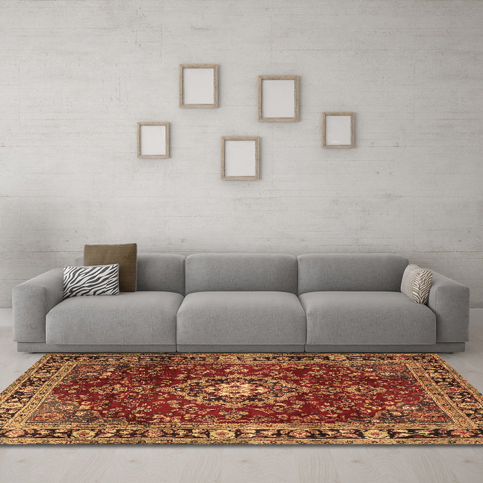 Machine Washable Persian Brown Traditional Rug in a Living Room,, wshtr2732brn