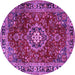 Round Machine Washable Persian Purple Traditional Area Rugs, wshtr2732pur