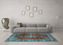 Machine Washable Persian Light Blue Traditional Rug in a Living Room, wshtr2732lblu