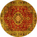 Round Persian Yellow Traditional Rug, tr2732yw