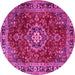 Round Machine Washable Persian Pink Traditional Rug, wshtr2732pnk