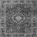 Round Machine Washable Persian Gray Traditional Rug, wshtr2732gry