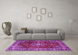 Machine Washable Persian Purple Traditional Area Rugs in a Living Room, wshtr2732pur