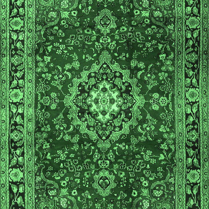 Machine Washable Persian Emerald Green Traditional Area Rugs, wshtr2732emgrn