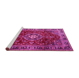 Sideview of Machine Washable Persian Pink Traditional Rug, wshtr2732pnk