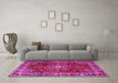 Machine Washable Persian Pink Traditional Rug in a Living Room, wshtr2732pnk