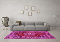 Machine Washable Persian Pink Traditional Rug, wshtr2732pnk