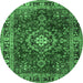 Round Persian Emerald Green Traditional Rug, tr2732emgrn