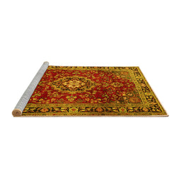 Sideview of Machine Washable Persian Yellow Traditional Rug, wshtr2732yw