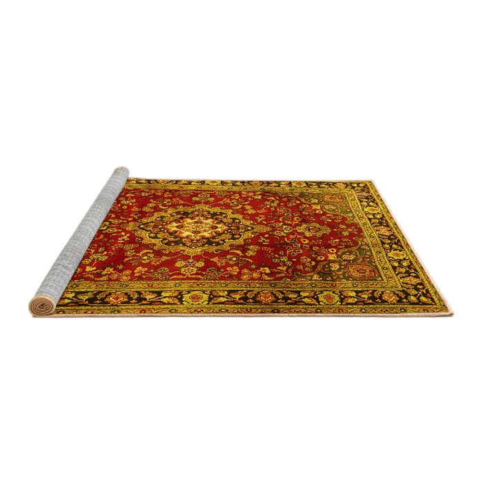 Sideview of Machine Washable Persian Yellow Traditional Rug, wshtr2732yw