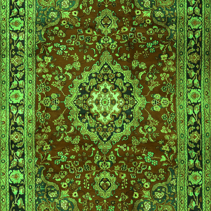 Serging Thickness of Machine Washable Persian Green Traditional Area Rugs, wshtr2732grn