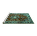 Sideview of Machine Washable Persian Turquoise Traditional Area Rugs, wshtr2732turq