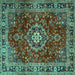 Square Machine Washable Persian Turquoise Traditional Area Rugs, wshtr2732turq