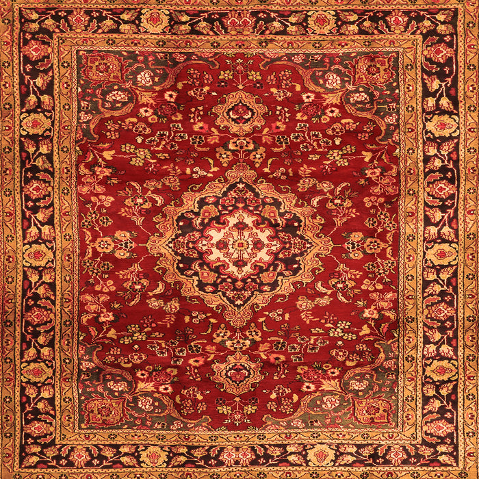 Round Machine Washable Persian Orange Traditional Area Rugs, wshtr2732org