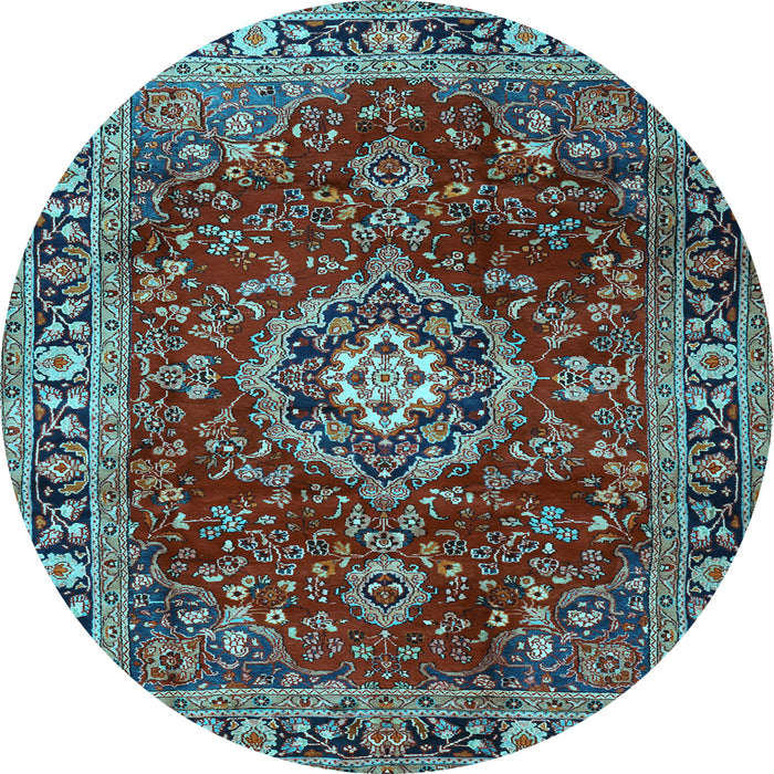 Round Persian Light Blue Traditional Rug, tr2732lblu