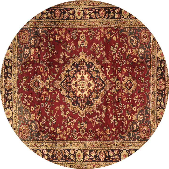 Round Persian Brown Traditional Rug, tr2732brn