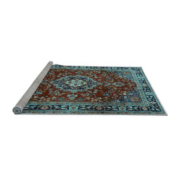 Sideview of Machine Washable Persian Light Blue Traditional Rug, wshtr2732lblu