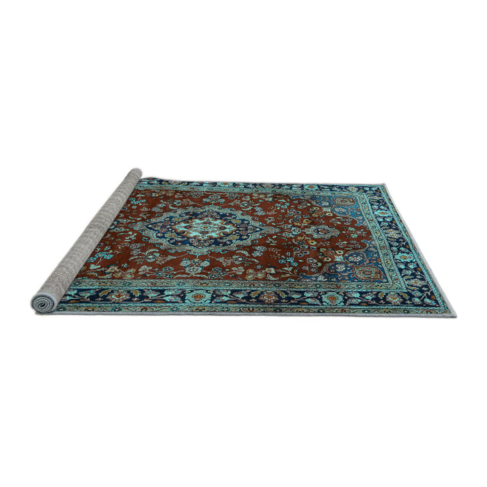 Sideview of Machine Washable Persian Light Blue Traditional Rug, wshtr2732lblu