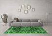 Machine Washable Persian Emerald Green Traditional Area Rugs in a Living Room,, wshtr2732emgrn