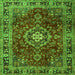 Round Machine Washable Persian Green Traditional Area Rugs, wshtr2732grn