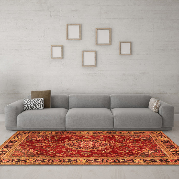 Machine Washable Persian Orange Traditional Area Rugs in a Living Room, wshtr2732org