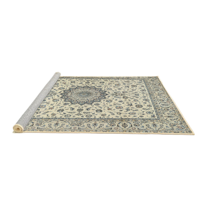 Sideview of Machine Washable Traditional Sage Green Rug, wshtr2733
