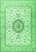 Machine Washable Medallion Emerald Green Traditional Area Rugs, wshtr2733emgrn