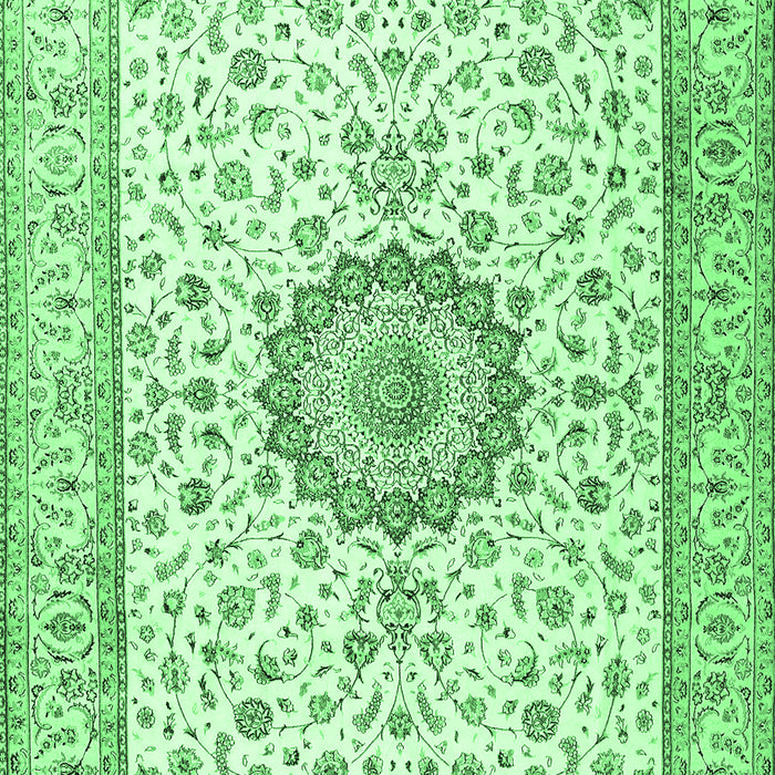 Machine Washable Medallion Emerald Green Traditional Area Rugs, wshtr2733emgrn
