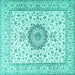 Square Medallion Turquoise Traditional Rug, tr2733turq