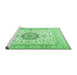 Sideview of Machine Washable Medallion Emerald Green Traditional Area Rugs, wshtr2733emgrn