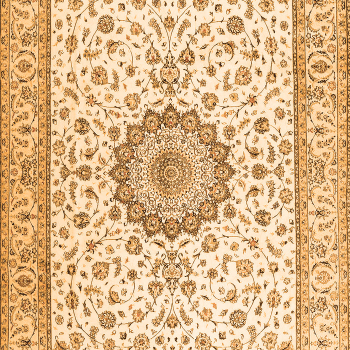 Serging Thickness of Machine Washable Medallion Orange Traditional Area Rugs, wshtr2733org