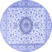 Round Medallion Blue Traditional Rug, tr2733blu