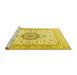 Sideview of Machine Washable Medallion Yellow Traditional Rug, wshtr2733yw