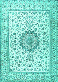 Medallion Turquoise Traditional Rug, tr2733turq