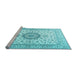 Sideview of Machine Washable Medallion Light Blue Traditional Rug, wshtr2733lblu