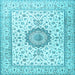 Square Medallion Light Blue Traditional Rug, tr2733lblu