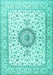 Machine Washable Medallion Turquoise Traditional Area Rugs, wshtr2733turq