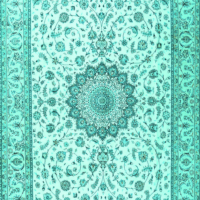 Machine Washable Medallion Turquoise Traditional Area Rugs, wshtr2733turq