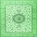 Square Machine Washable Medallion Emerald Green Traditional Area Rugs, wshtr2733emgrn