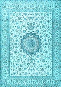 Medallion Light Blue Traditional Rug, tr2733lblu