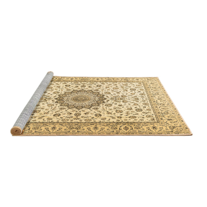 Sideview of Machine Washable Medallion Brown Traditional Rug, wshtr2733brn