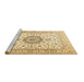 Sideview of Machine Washable Medallion Brown Traditional Rug, wshtr2733brn