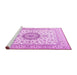 Sideview of Machine Washable Medallion Pink Traditional Rug, wshtr2733pnk